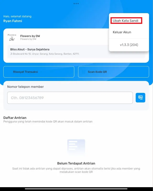 cara mengubah password akun bliss